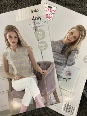 King Cole 4 Ply Ladies Vest & Jumper Knitting Pattern 5385