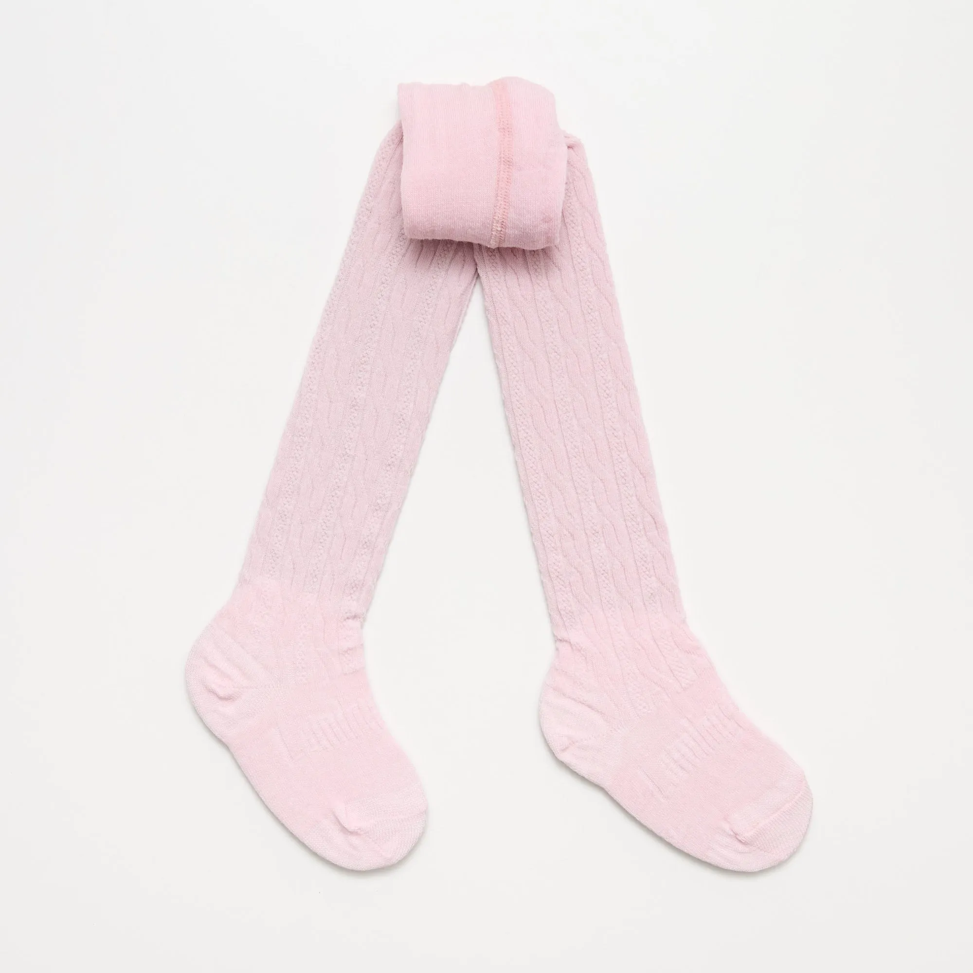 Lamington Merino Wool Cable Tights- Cherry Blossom