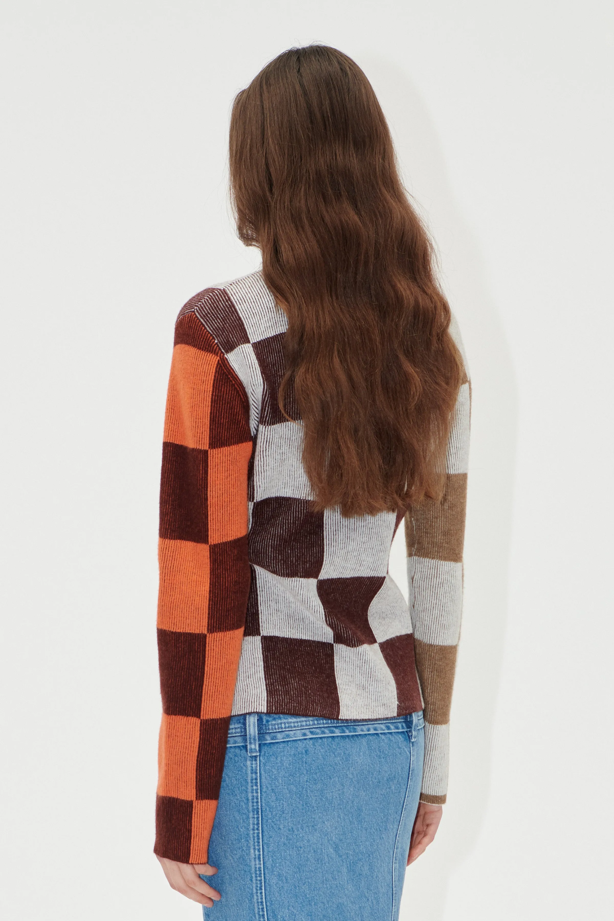 Long Sleeve Asymmetric Top - Chocolate Combo