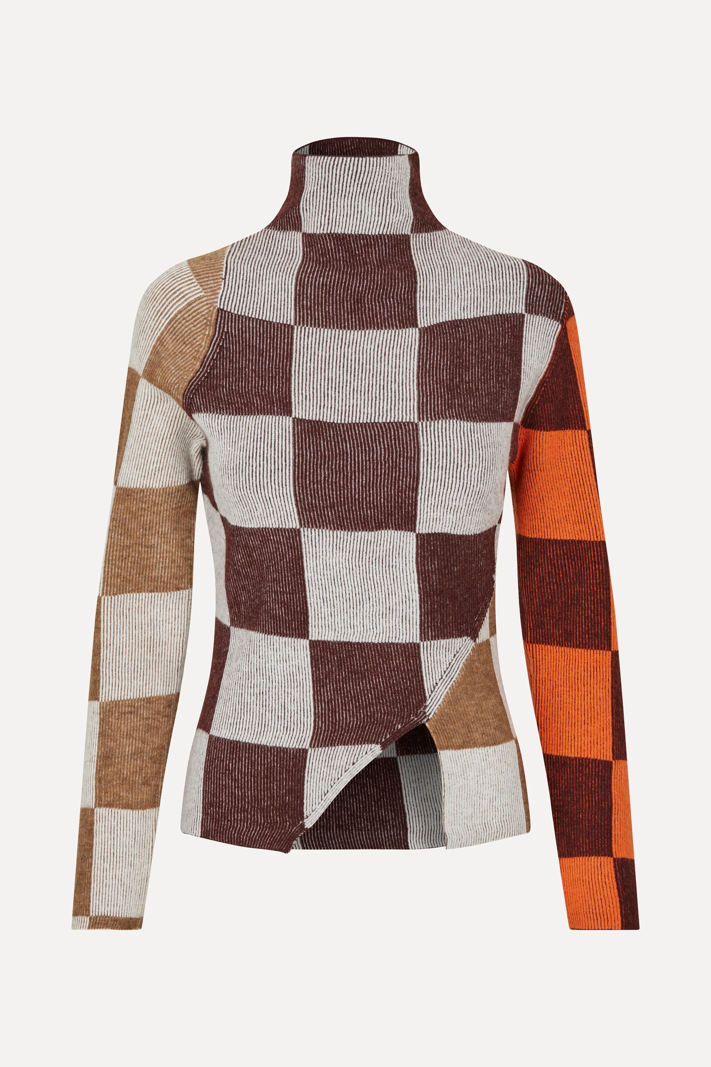 Long Sleeve Asymmetric Top - Chocolate Combo