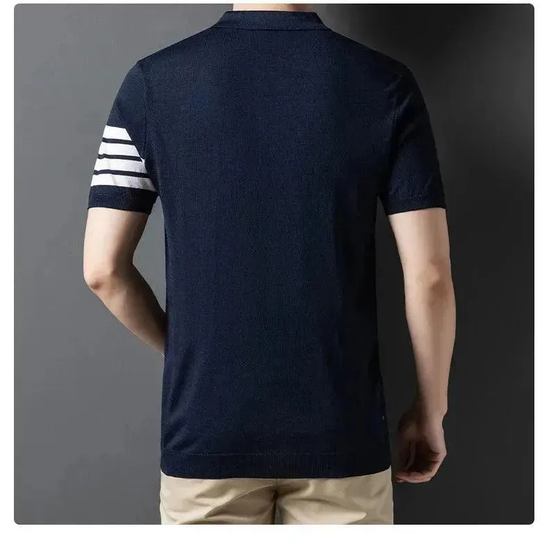 Men Short Sleeve Knitted Polo Shirt