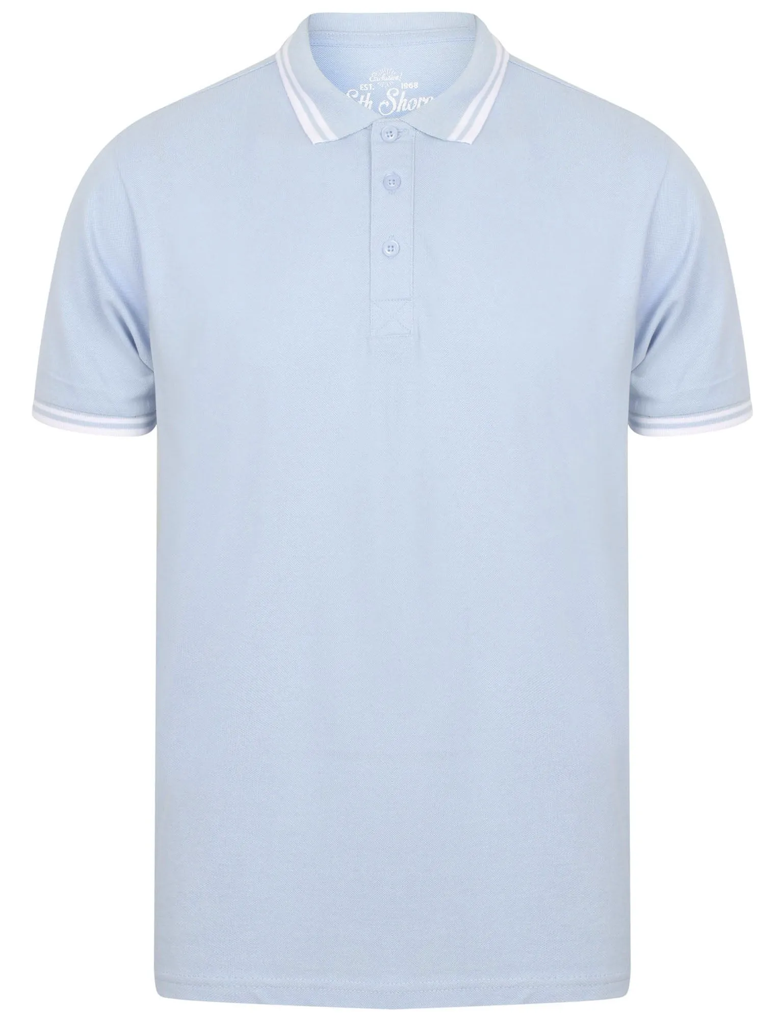 Nova Cotton Pique Polo Shirt In Baby Blue - South Shore