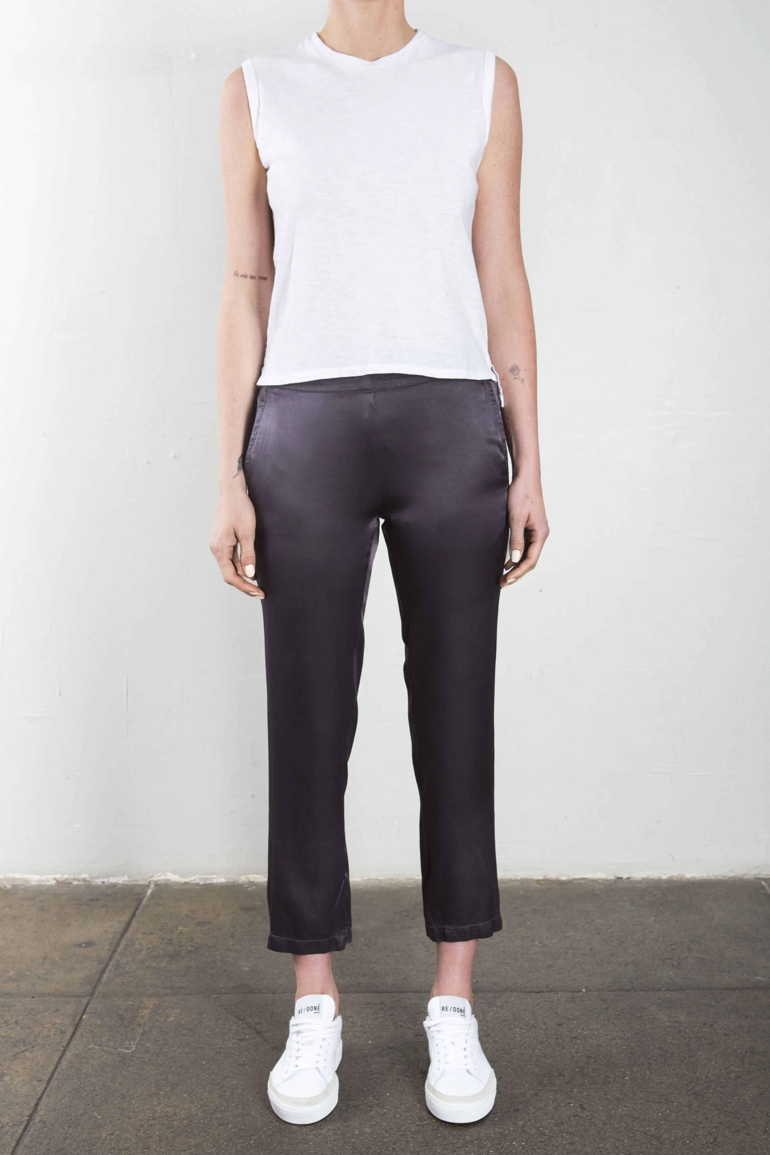 Parker Pant in Vintage Satin - Graphite