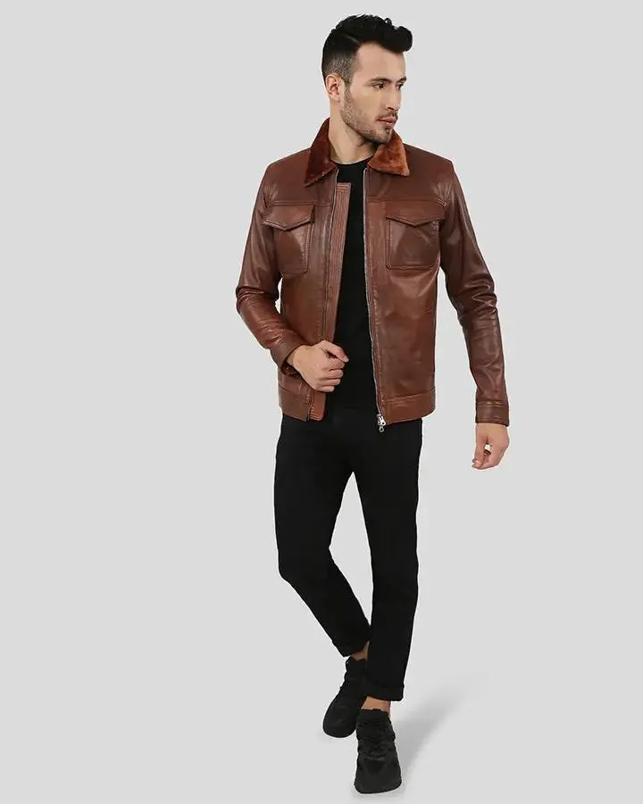 Peyton Brown Racer Leather Jacket