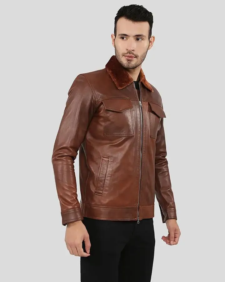 Peyton Brown Racer Leather Jacket