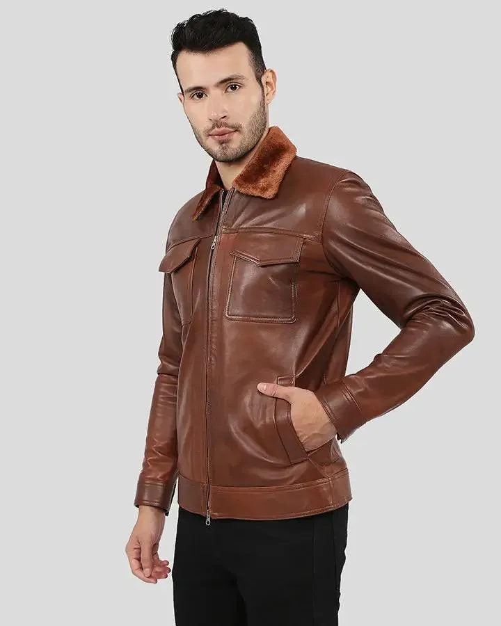 Peyton Brown Racer Leather Jacket
