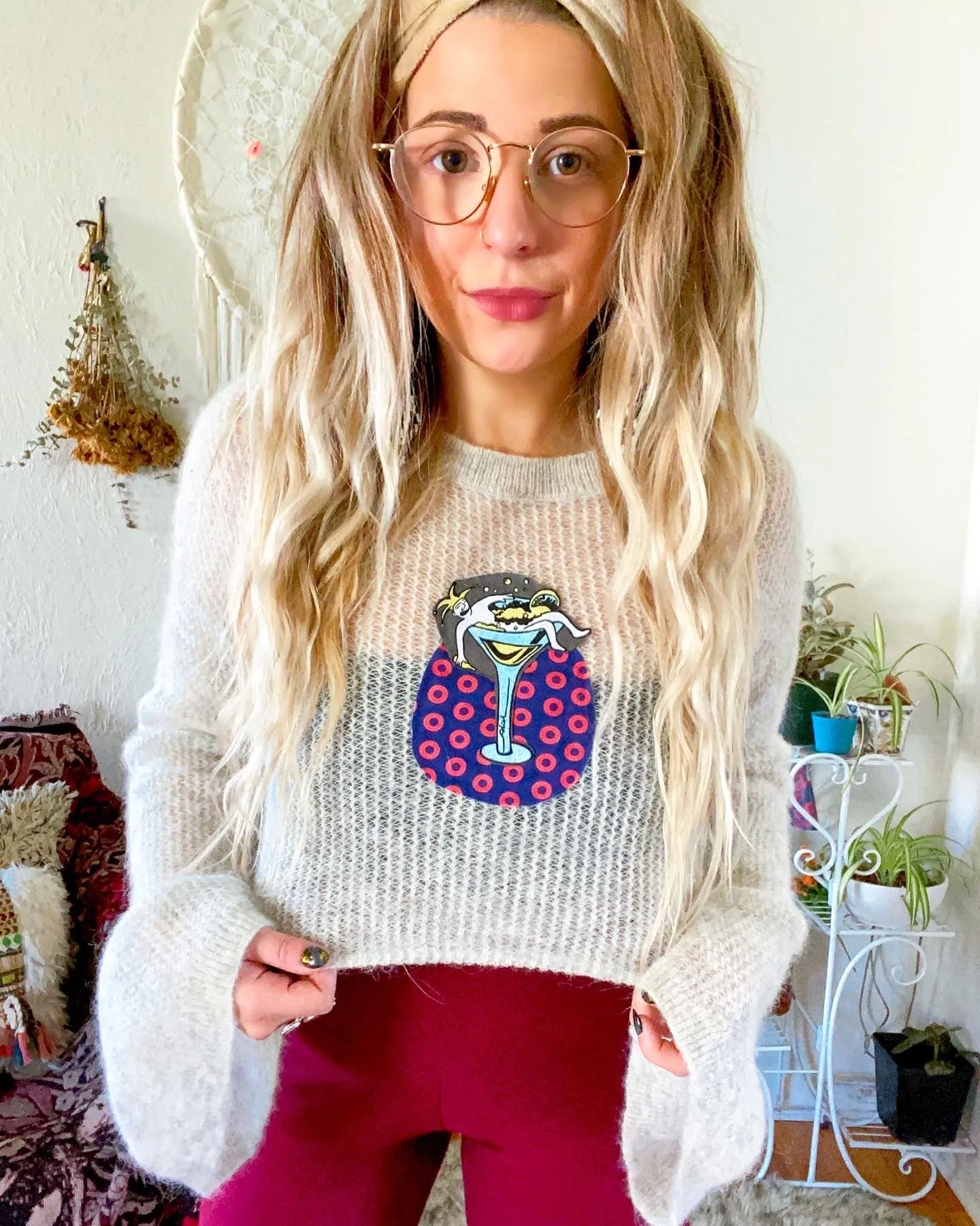 Phish Bathtub Gin Joker over Donuts Bell Sleeve Crop Sweater