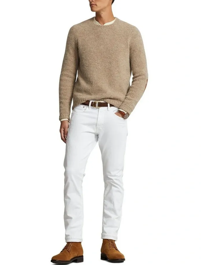 POLO Ralph Lauren MEN Suede Elbow Patch Crewneck Sweater