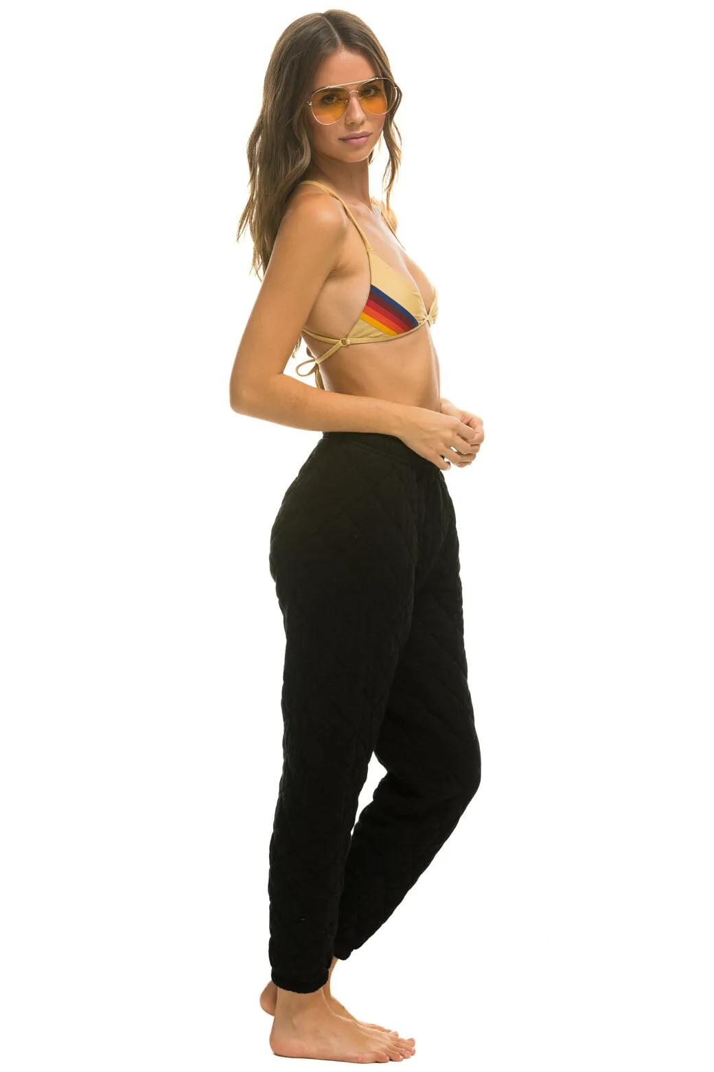 QUILTED SWEATPANTS - BLACK