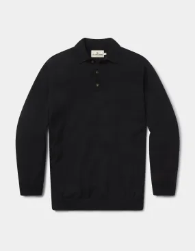 Robles Knit Long Sleeve Polo in Black