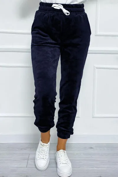 TEEK - Wide Waistband Drawstring Cropped Joggers