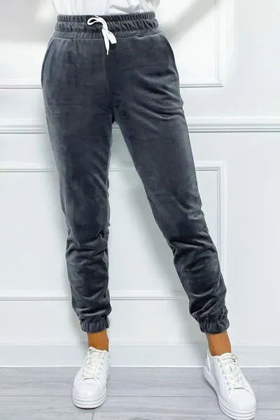 TEEK - Wide Waistband Drawstring Cropped Joggers
