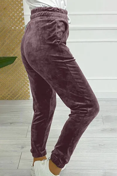TEEK - Wide Waistband Drawstring Cropped Joggers