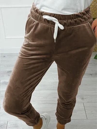 TEEK - Wide Waistband Drawstring Cropped Joggers