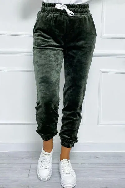 TEEK - Wide Waistband Drawstring Cropped Joggers