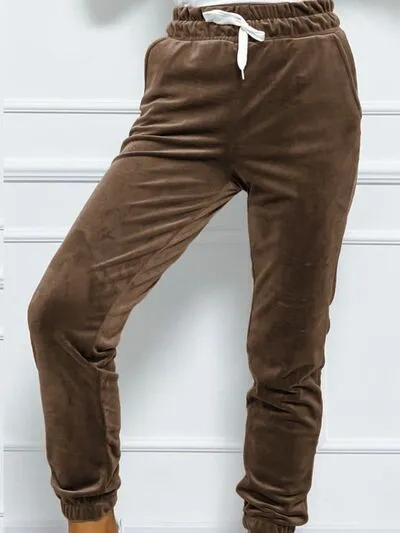 TEEK - Wide Waistband Drawstring Cropped Joggers