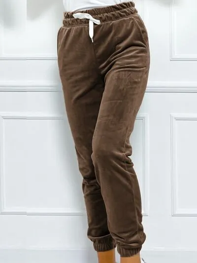 TEEK - Wide Waistband Drawstring Cropped Joggers