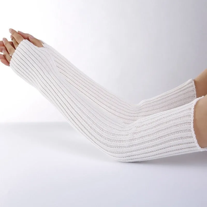 Winter Warmer Long Fingerless Arm Sleeve Outdoor Travel Gloves