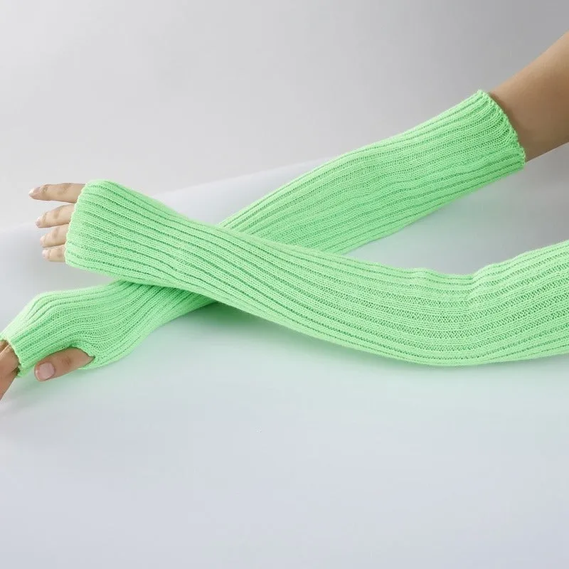 Winter Warmer Long Fingerless Arm Sleeve Outdoor Travel Gloves