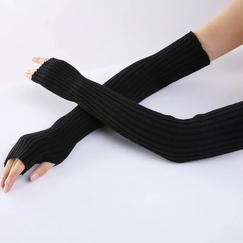 Winter Warmer Long Fingerless Arm Sleeve Outdoor Travel Gloves