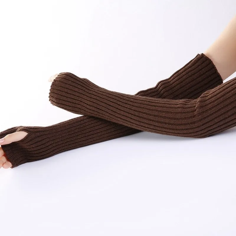 Winter Warmer Long Fingerless Arm Sleeve Outdoor Travel Gloves
