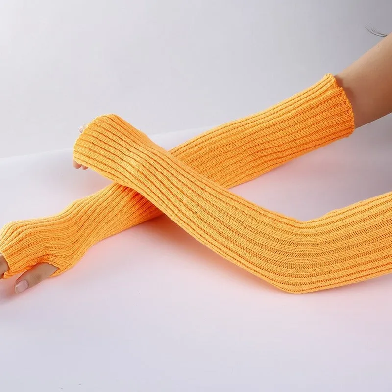 Winter Warmer Long Fingerless Arm Sleeve Outdoor Travel Gloves