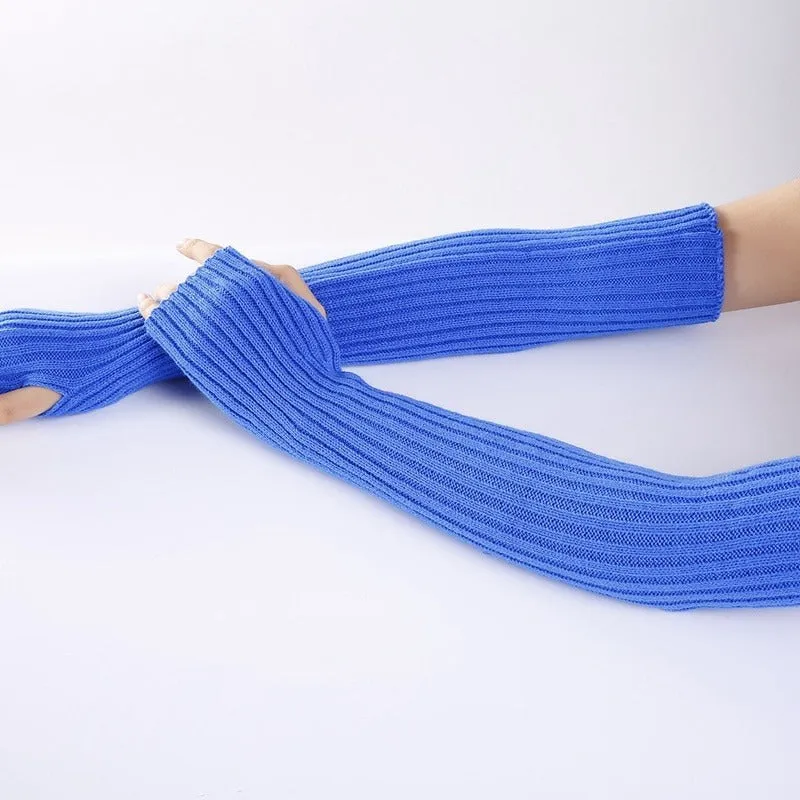 Winter Warmer Long Fingerless Arm Sleeve Outdoor Travel Gloves