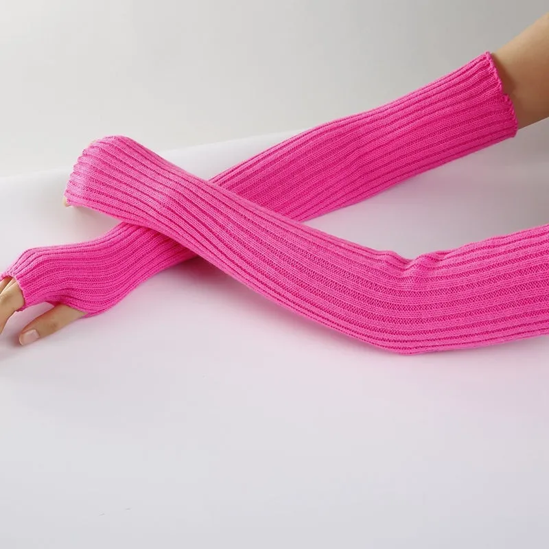 Winter Warmer Long Fingerless Arm Sleeve Outdoor Travel Gloves
