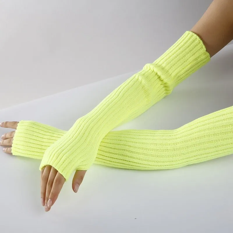 Winter Warmer Long Fingerless Arm Sleeve Outdoor Travel Gloves