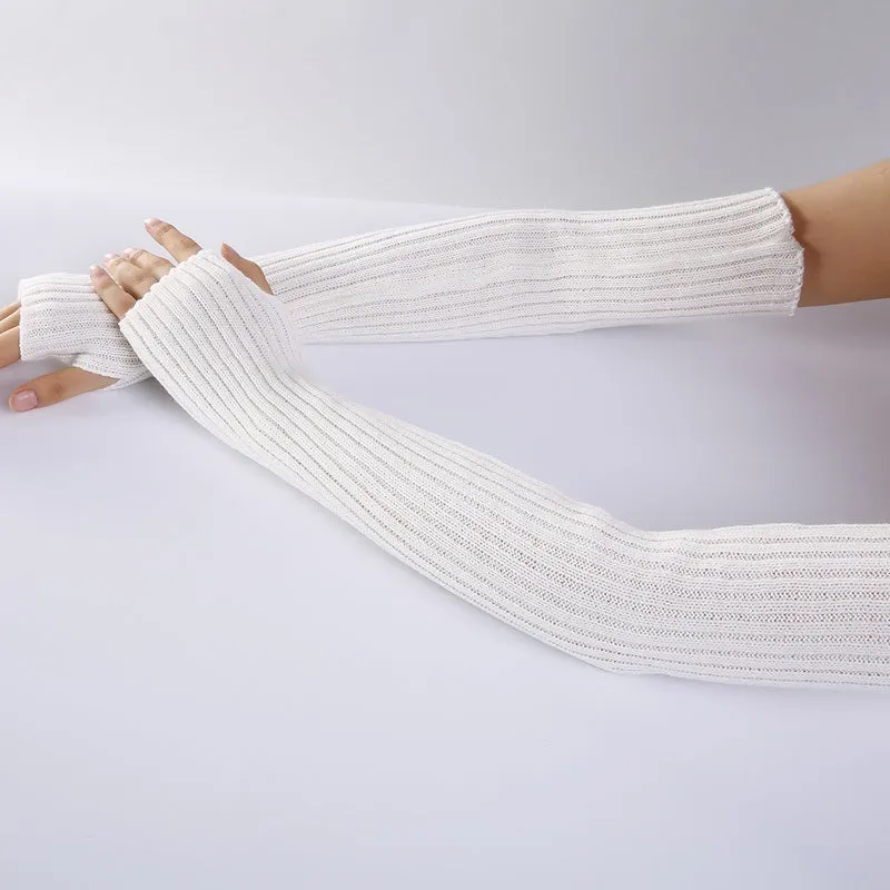 Winter Warmer Long Fingerless Arm Sleeve Outdoor Travel Gloves