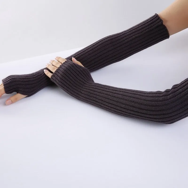 Winter Warmer Long Fingerless Arm Sleeve Outdoor Travel Gloves
