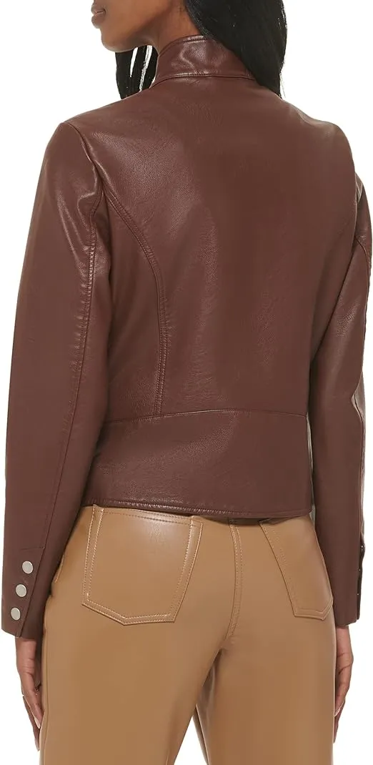 Women’s Collar Belt Leather Jacket