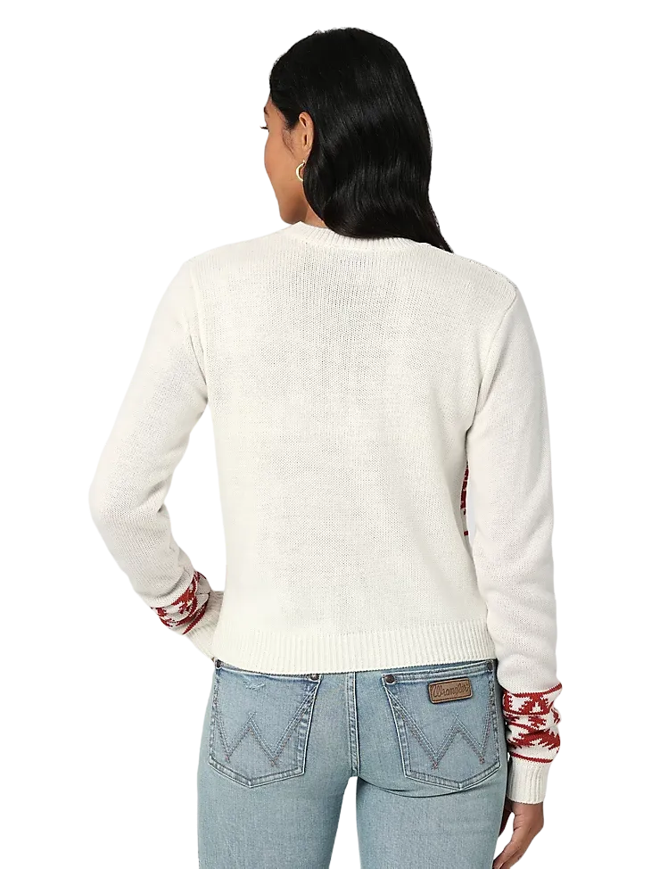 Wrangler Women's Antique White Steer Head Sweater